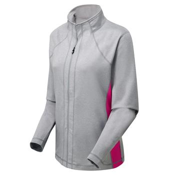 Footjoy Ladies Full Zip Knit Top - Heather Grey/Berry - main image