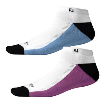 FootJoy ProDry Sport Golf Socks - 2 Pairs - White with Blue & Purple - main image