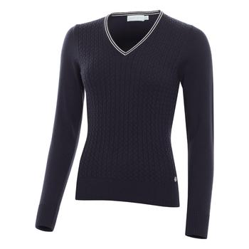 Green Lamb Brid Cable Sweater - Navy Front Main - main image