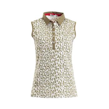 Green Lamb Freda Sleeveless Printed Golf Polo Shirt - Khaki - main image