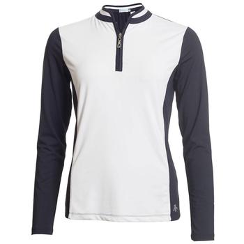 Prunella Long Sleeve Golf Polo - White/Navy - main image