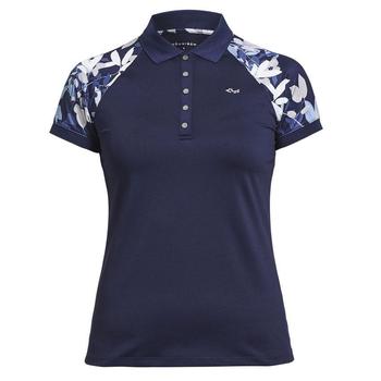 Rohnisch Womens Leaf Block Polo Shirt - Navy Leaves Gallery Image - main image