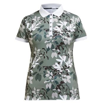 Rohnisch Womens Leaf Polo Shirt - Green Leaves Model Back
