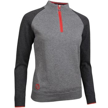 Sunderland Zonda Ladies Golf Lined Sweater - Grey Mix / Dark Grey / Fire Red - main image