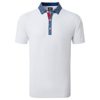 FootJoy Tossed Tulip Trim Pique Golf Polo Shirt - White/Twilight Blue - main image