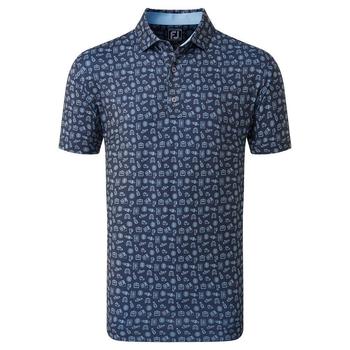 FootJoy Travel Print Lisle Golf Polo Shirt - Navy/Blue - main image