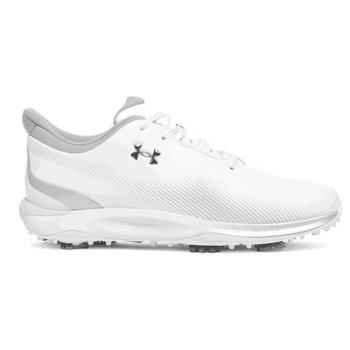 Under Armour UA Drive Fade Wide Golf Shoes - White/White/Metallic Silver - main image