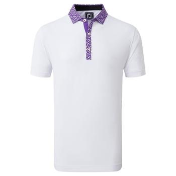 Footjoy Tossed Tulip Trim Pique Golf Polo Shirt - White/Violet - main image