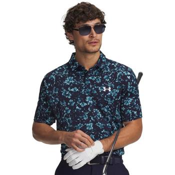 Gold Gear Direct - Under Armour UA Matchplay Printed Golf Polo Shirt - Midnight Navy/Blue Haze