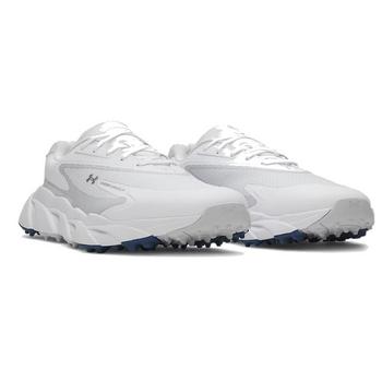 Under Armour UA Halo Hybrid Spikeless Golf Shoes - White/White/Metallic Silver - main image