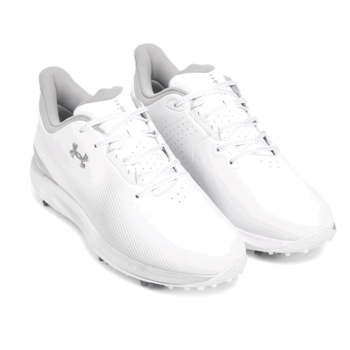 Under Armour UA Drive Fade Wide Golf Shoes - White/White/Metallic Silver - main image