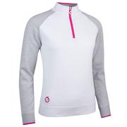 Sunderland Zonda Ladies Golf Lined Sweater - White / Silver / Magneta 