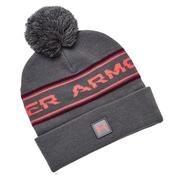 Under Armour Halftime Pom Golf Beanie Hat - Pitch Grey/Dark Maroon