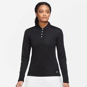 Nike Dri-Fit Victory LS Solid Womens Golf Polo Shirt - Black/White