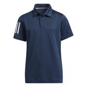 adidas Boys 3 Stripe Golf Polo Shirt - Navy