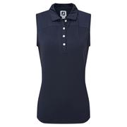 FootJoy Womens Mesh Back Sleeveless Lisle Golf Polo Shirt - Navy