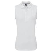 FootJoy Womens Mesh Back Sleeveless Lisle Golf Polo Shirt - White