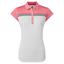 FootJoy Womens Engineered Colour Block Lisle Golf Polo Shirt - White/Bright Coral - thumbnail image 1
