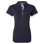FootJoy Womens Watercolour Trim Pique Golf Polo Shirt - Navy