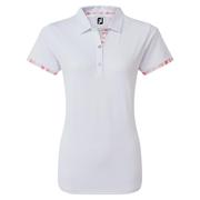FootJoy Womens Watercolour Trim Pique Golf Polo Shirt - White