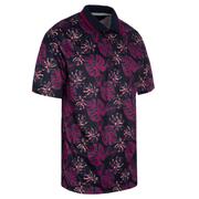 ProQuip Leaf Print Golf Polo Shirt - Navy/Fuschia