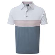 FootJoy Colourblock Pique Golf Polo Shirt - White/Graphite/Quartz
