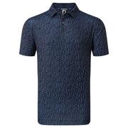 FootJoy Glass Print Lisle Golf Polo Shirt - Navy