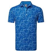 FootJoy Golf Course Doodle Pique Golf Polo - Deep Blue