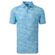 Footjoy Cloud Camo Lisle Golf Polo Shirt - True Blue