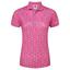 FootJoy Ladies Floral Print Lisle Golf Polo Shirt - Hot Pink - thumbnail image 1