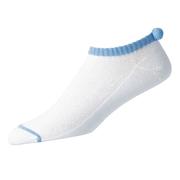  FootJoy ProDry Lightweight Pom Pom Ladies Golf Socks - White/Blue