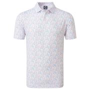 FootJoy Glass Print Lisle Golf Polo Shirt - White