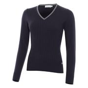 Green Lamb Brid Cable Sweater - Navy Front Thumbnail