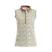 Green Lamb Freda Sleeveless Printed Golf Polo Shirt - Khaki