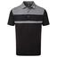 FootJoy Heather Colour Block Lisle Golf Polo Shirt - Heather Charcoal/Black/White - thumbnail image 1