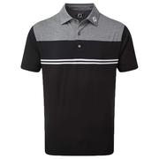 FootJoy Heather Colour Block Lisle Golf Polo Shirt - Heather Charcoal/Black/White