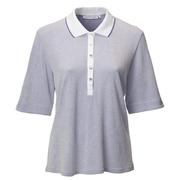 Swing Out Sister Peony Waffle Golf 1/2 Sleeve Polo Shirt - Peri