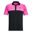 Under Armour Performance 3.0 Colourblock Golf Polo Shirt - Black/Pink - thumbnail image 1