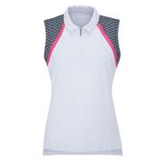 Ping Ladies Ansie Sleeveless Zip Neck Golf Polo - White Multi