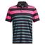 Under Armour Playoff 3.0 Stripe Golf Polo Shirt - Black/Pink - thumbnail image 1