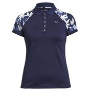 Rohnisch Womens Leaf Block Polo Shirt - Navy Leaves