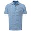 FootJoy Shadow Palm Print Pique Polo Shirt - Dove Grey/Royal | Golf Gear Direct - thumbnail image 1