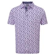 FootJoy Shadow Palm Print Pique Golf Polo Shirt - Lavender/Navy
