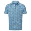 FootJoy Shadow Palm Print Pique Golf Polo Shirt - Navy/Dust Blue - thumbnail image 1
