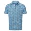 FootJoy Shadow Palm Print Pique Golf Polo Shirt - Navy/Dust Blue - thumbnail image 1