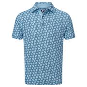 FootJoy Shadow Palm Print Pique Golf Polo Shirt - Navy/Dust Blue