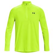 Under Armour Tech 2.0 Half Zip Long Sleeve Golf Top - Lime Surge