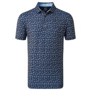 FootJoy Travel Print Lisle Golf Polo Shirt - Navy/Blue