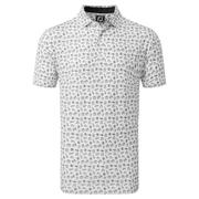 FootJoy Travel Print Lisle Golf Polo Shirt - White/Black