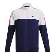 Under Armour UA Storm Midlayer Half Zip Golf Sweater - Midnight Navy/White/Pink